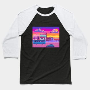 City Pop in 8 Bits: A Retro Journey Through the City Baseball T-Shirt